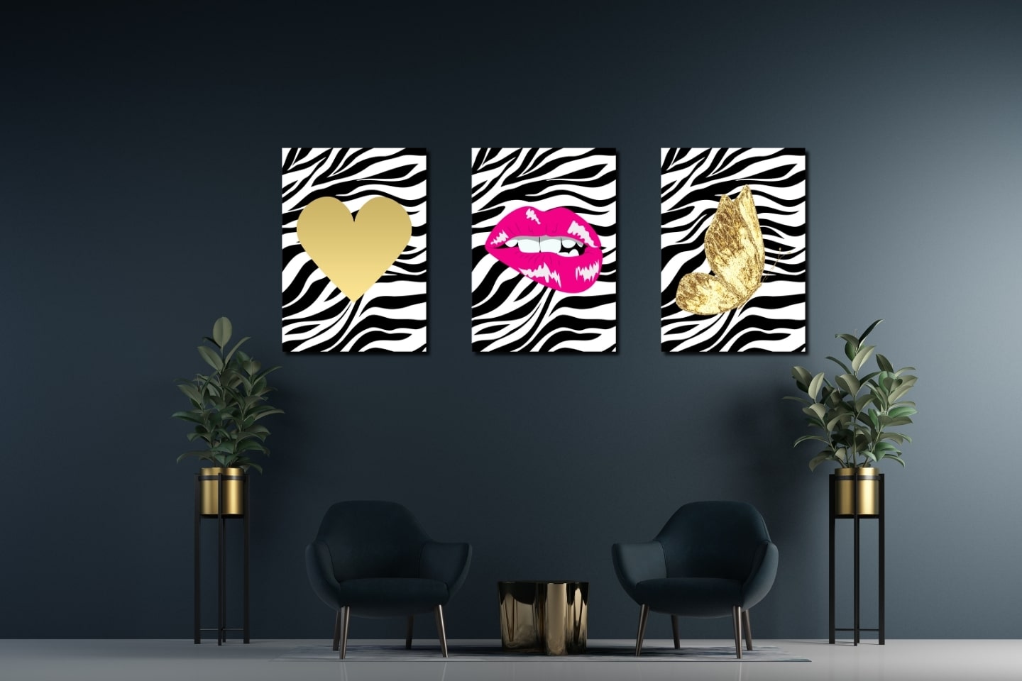 tableau-prêt-à-poser-coeur-zebre-multicolore